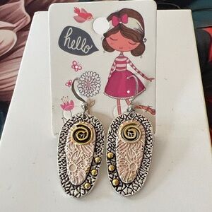 60 Handcrafted Floral Oval Dangle Earrings in Silver & Gold Tones